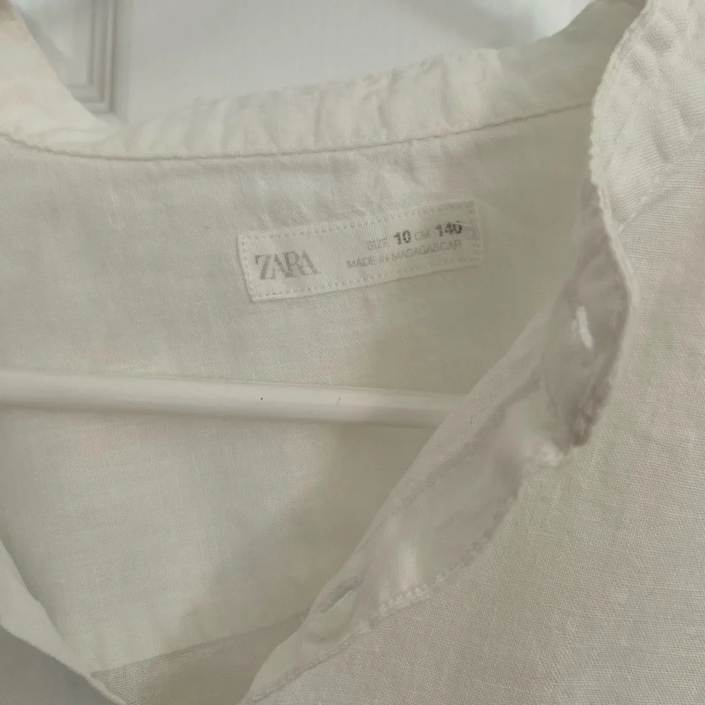 Boys Ivory/ White Linen Button-Up Shirt